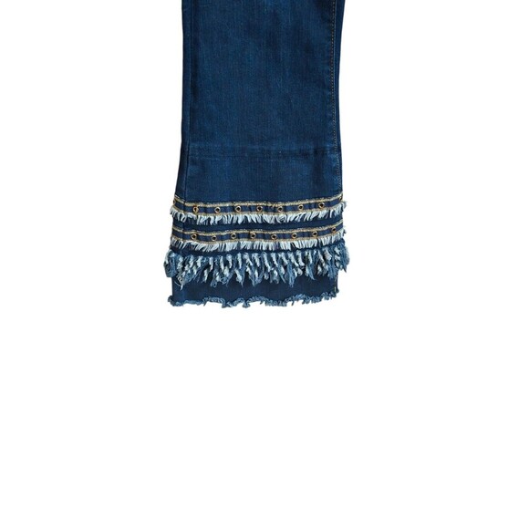 Luxe Moda Fringe Flare Jeans Women's 6 Boho Retro Hippie Festival - Picture 4 of 7